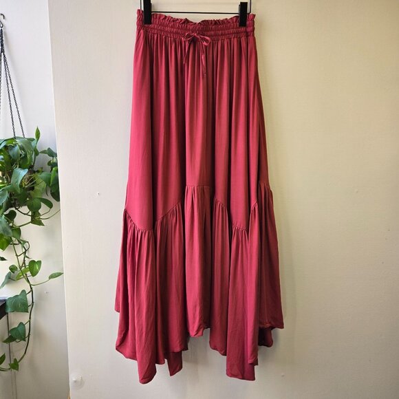 Scarlett Darkness Boho Tiered Maxi Skirt Raspberry Soft Flowing Ren Fair Romanti - Picture 1 of 9